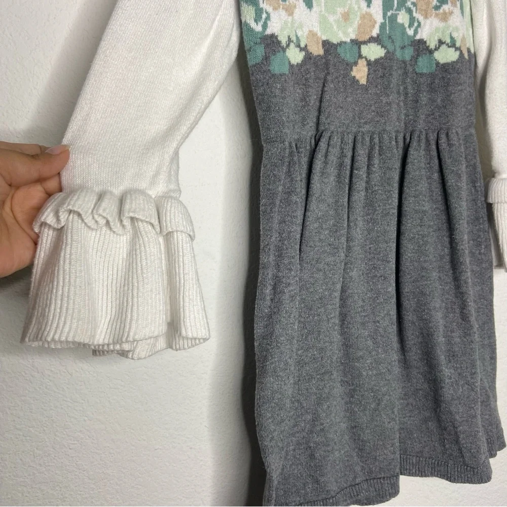 Janie and Jack Green Floral Sweater Dress Size 6